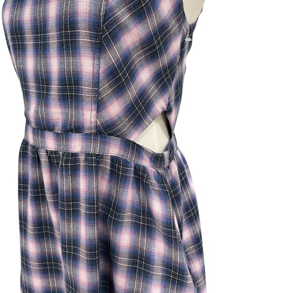 Hot Topic Plaid Cutout Dress Medium Y2K Grunge Punk Alternative Summer Outfit - Picture 8 of 10